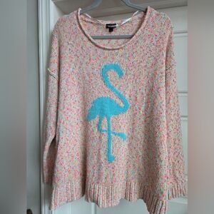 Torrid 1x Multicolor Vibrant Speckled Flamingo Sweater